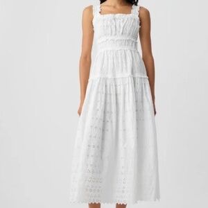 White Eyelet Gap X Doen Midi Dress size XS